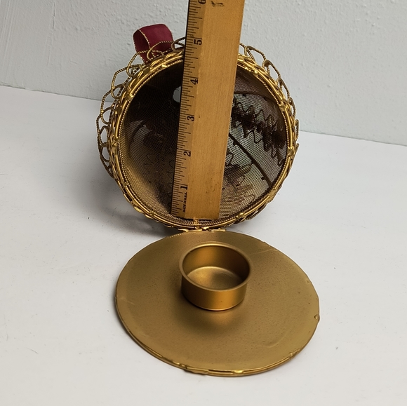 Victorian Wire Dress Tea Light Candle Holder Old Gold Tone - Picture 10 of 14